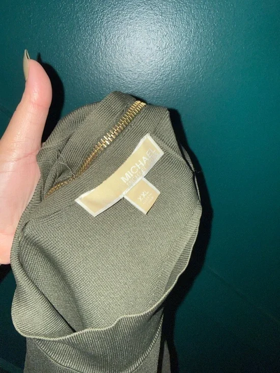 Michael Kors Olive Green Knit Dress with Gold Hardware - Picture 4 of 7